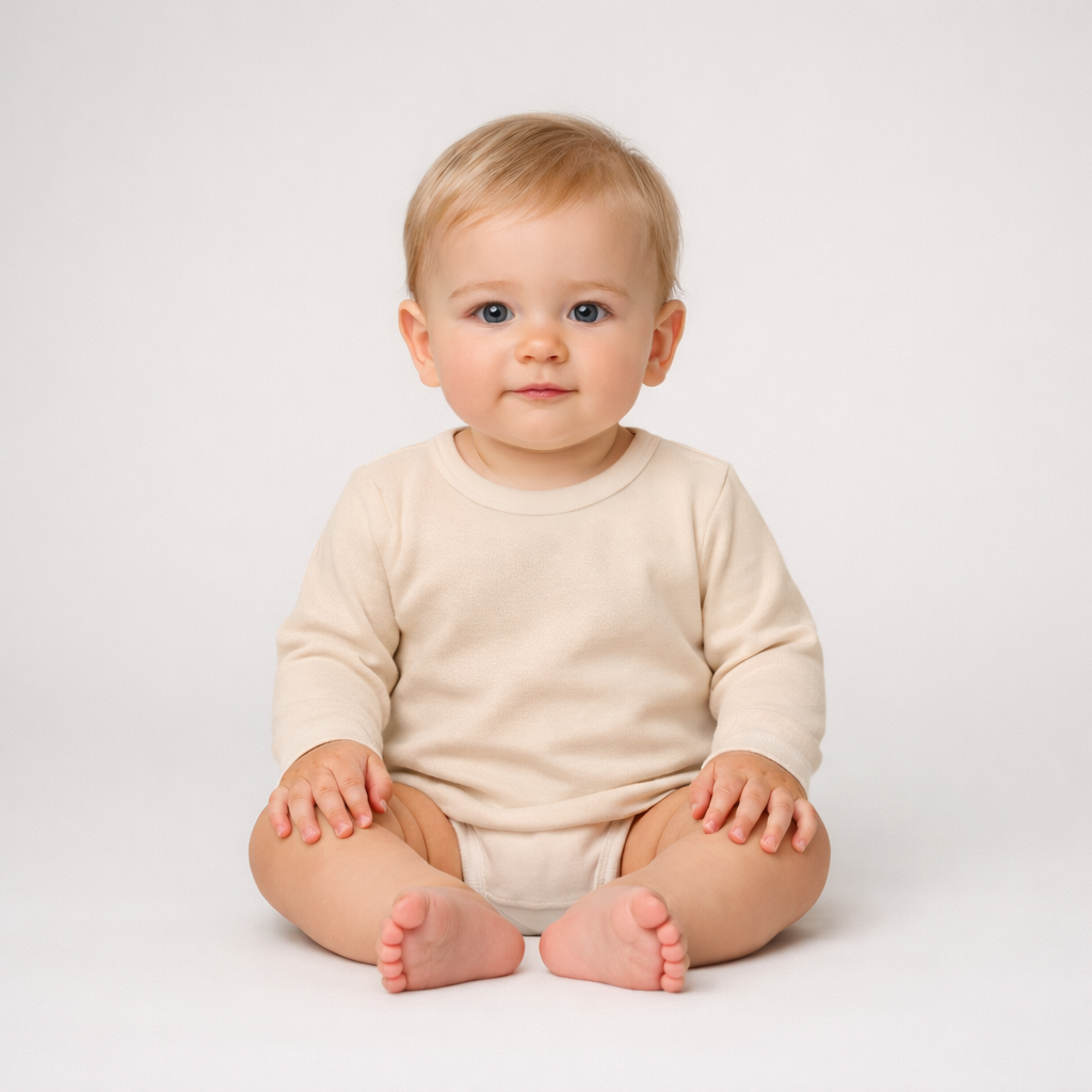 Langærmet babytrøje i bomuld