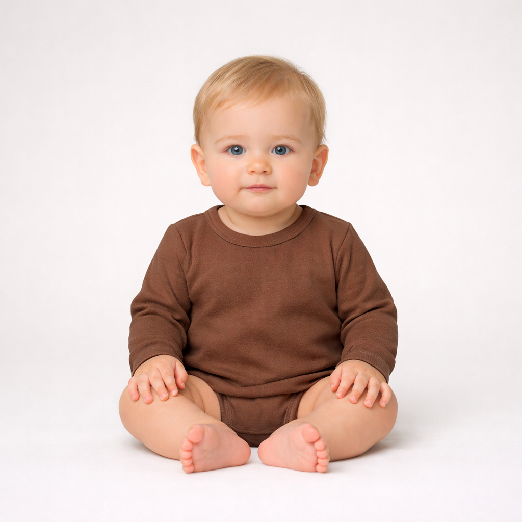 Langærmet babytrøje i bomuld