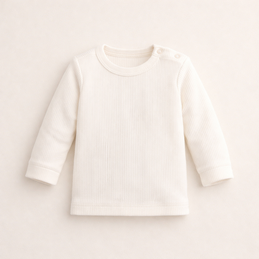 Ribstrikket langærmet babybluse