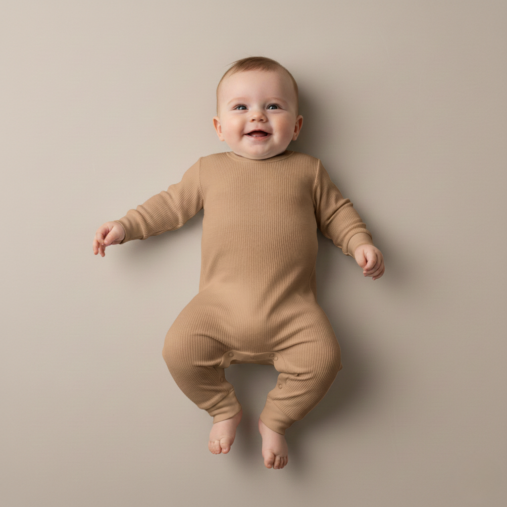 Ribstrikket natsæt til baby