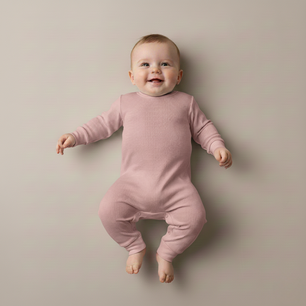 Ribstrikket natsæt til baby