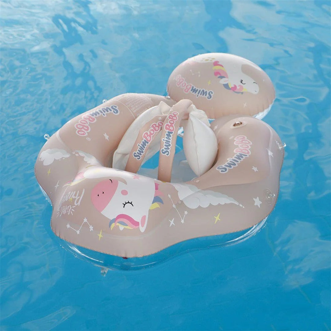 Infant swimming ring with sun canopy