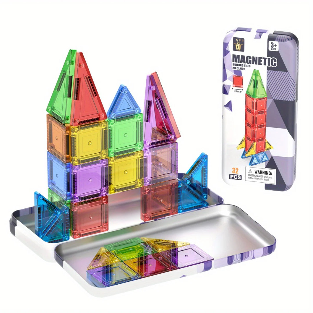 Magnetic Building Set with 32-Piece STEM Building Blocks