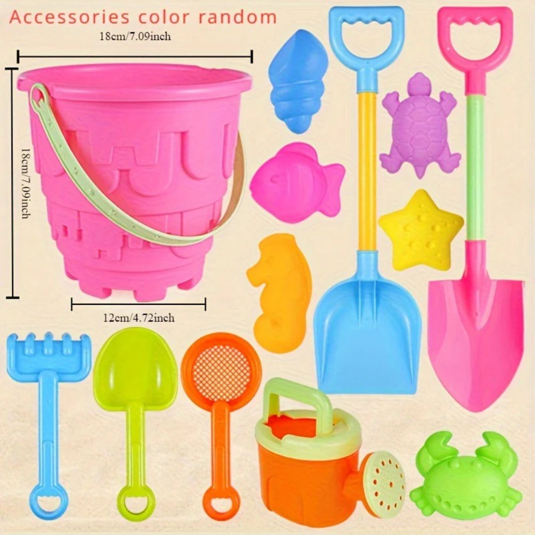 Beach toy set for sand and water with bucket, shovel, and accessories