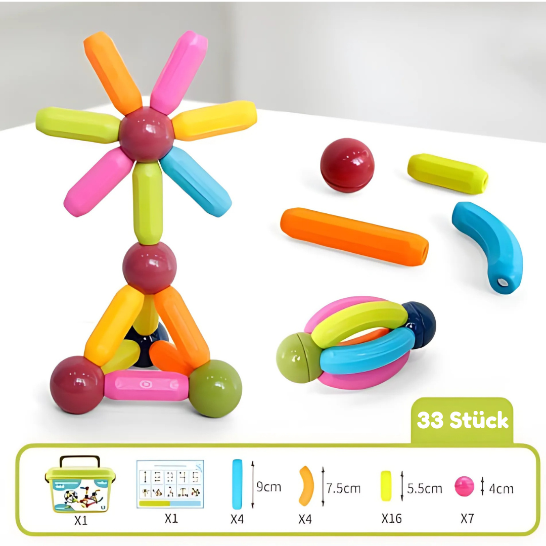 Magnetic construction set with sticks and connectors