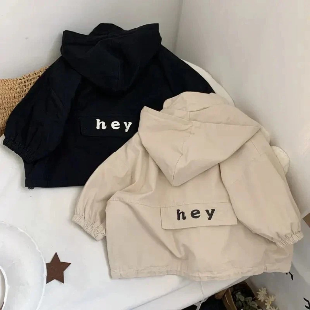 Children's polyester windbreaker with hood