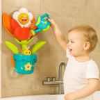 Flower bath toy with fun watering can