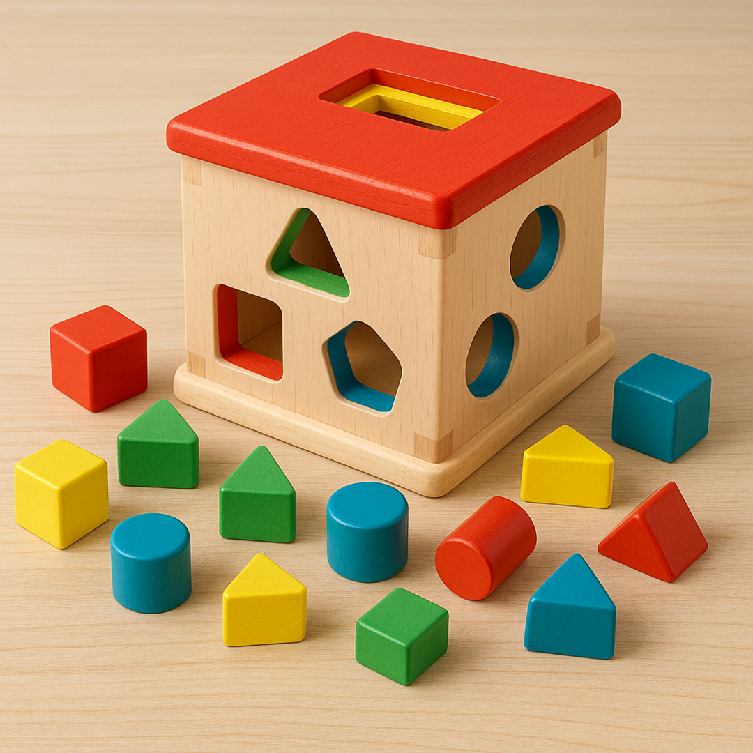 Wooden block sorter for kids shape sorting toy