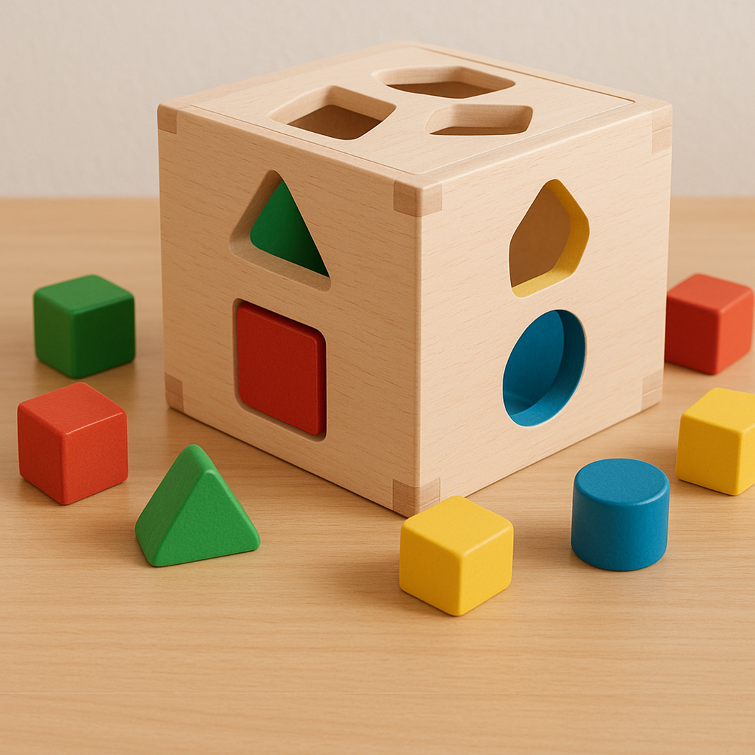 Wooden block sorter for kids shape sorting toy