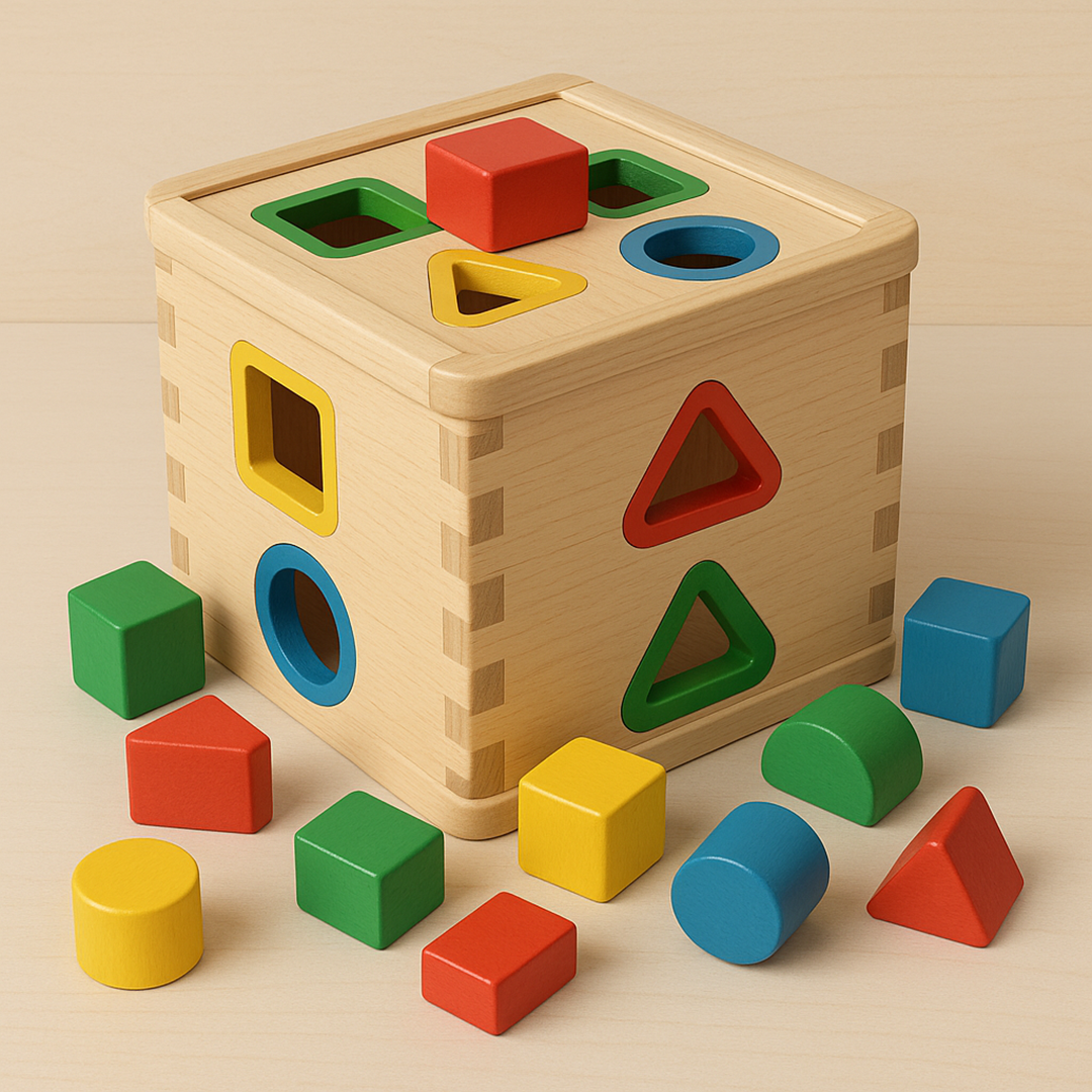 Wooden block sorter for kids shape sorting toy
