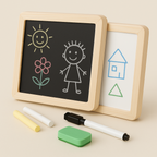 Double-sided chalk and whiteboard drawing board for toddlers