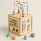 Wooden activity cube for children learning block