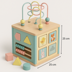 Wooden activity cube for children learning block
