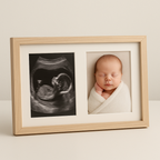 Double photo frame for baby memories of newborn and first year