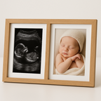 Double photo frame for baby memories of newborn and first year