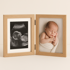 Double photo frame for baby memories of newborn and first year