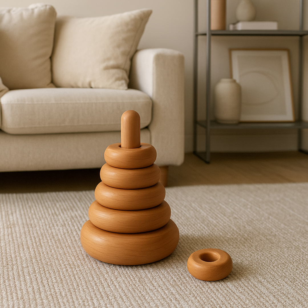 Wooden stacking ring set with 6 pieces for children