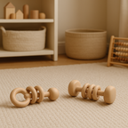 2-piece wooden rattle set for baby