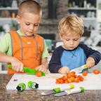 Kids' kitchen set with safe cutting toys and accessories