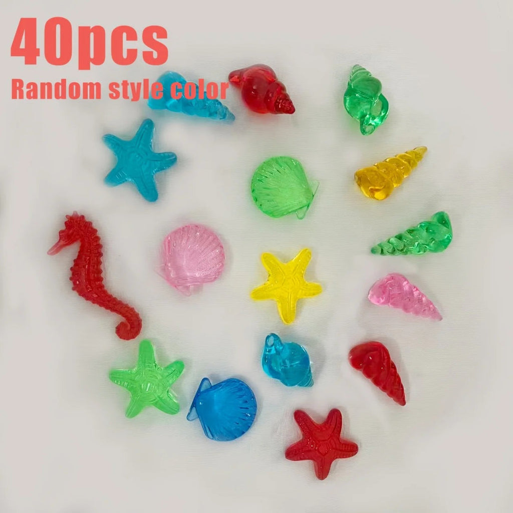 Treasure hunt set with sea creatures and acrylic jewels