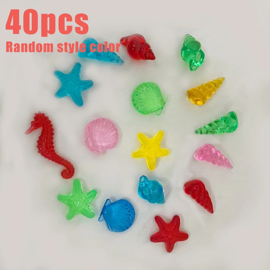 Treasure hunt set with sea creatures and acrylic jewels