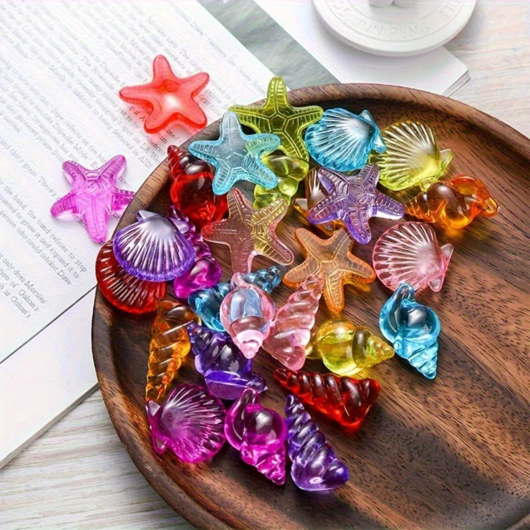 Treasure hunt set with sea creatures and acrylic jewels