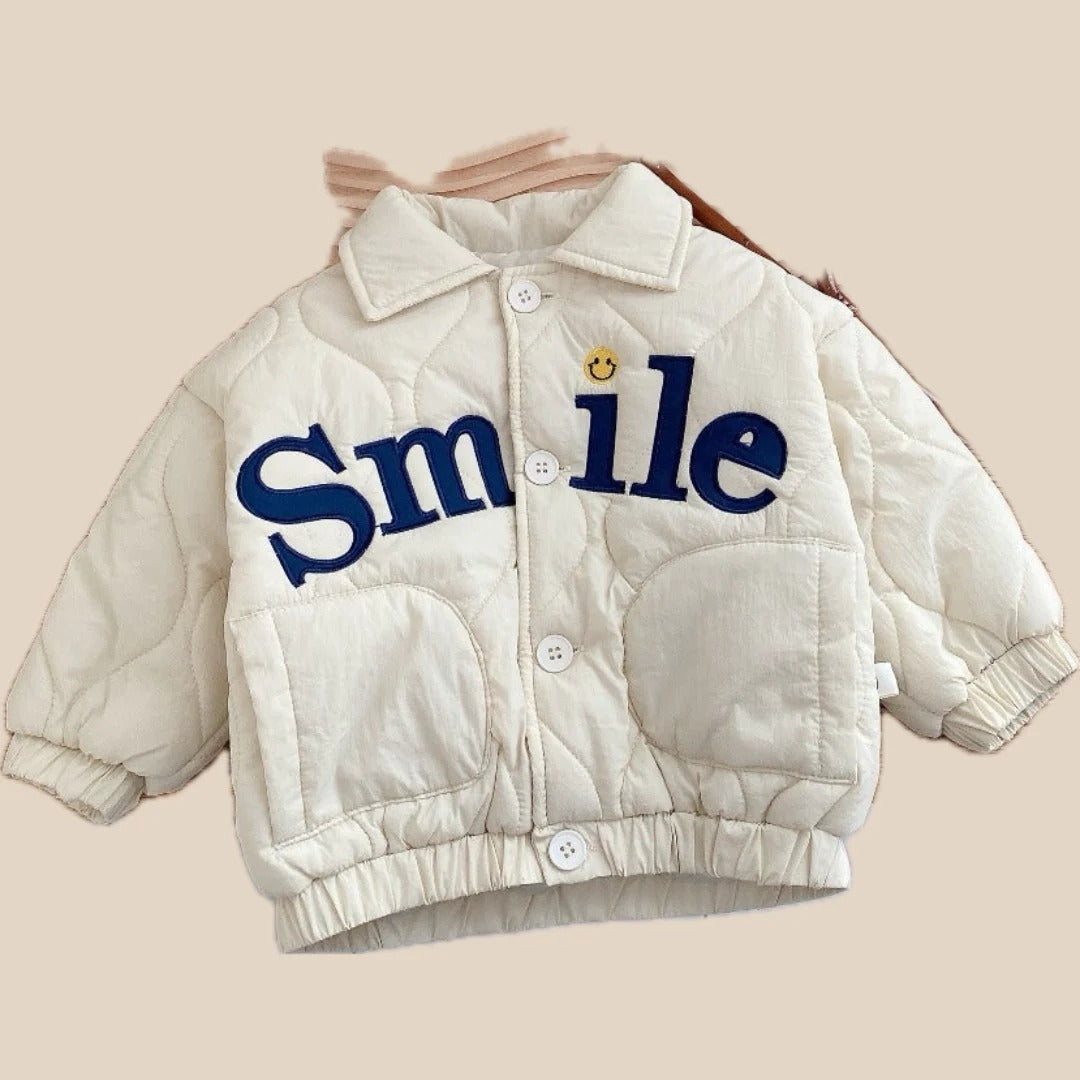 Piqué jacket for children, unisex, with button closure