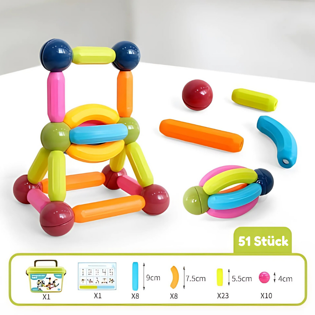 Magnetic construction set with sticks and connectors
