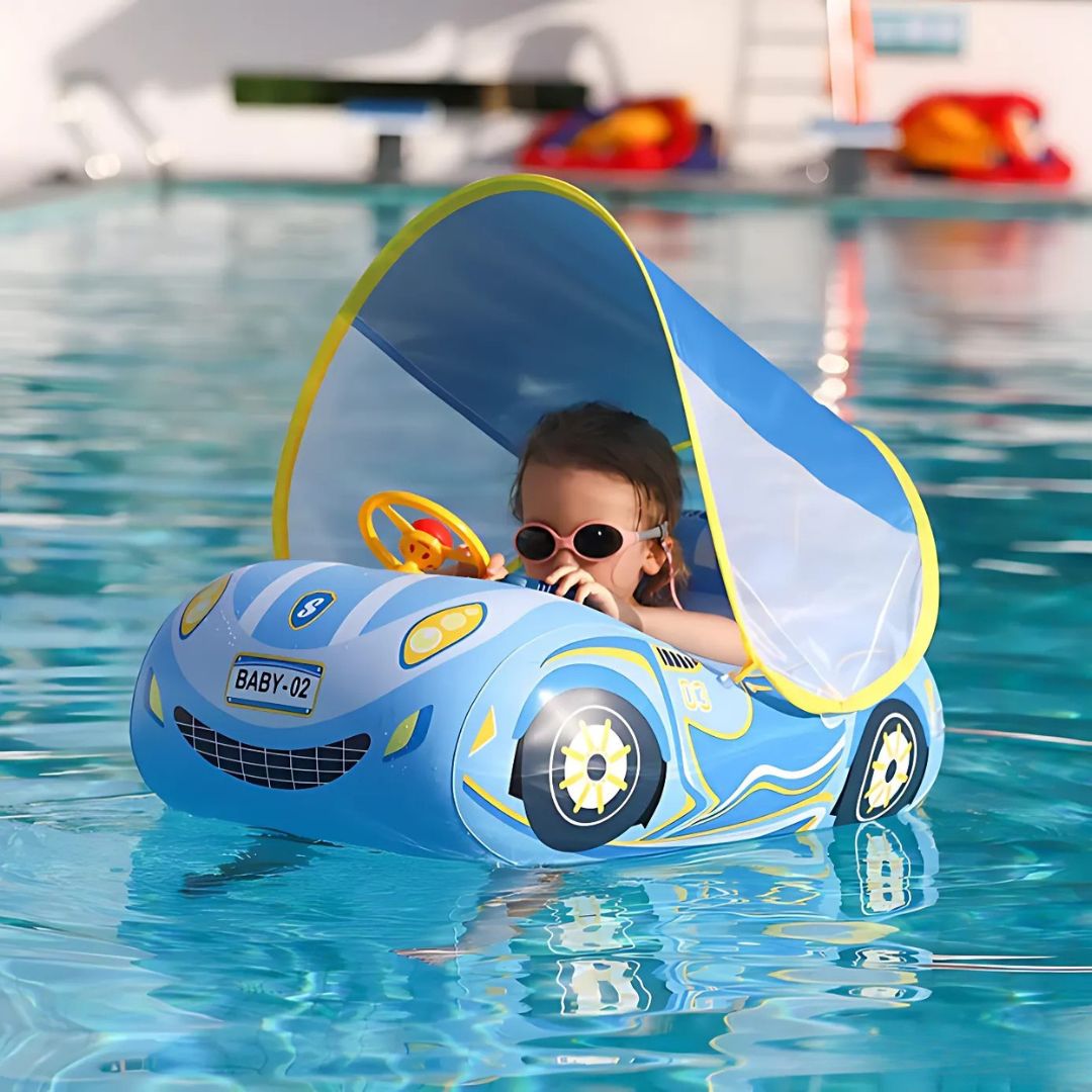 Swim belt with screen for safe water play for infants