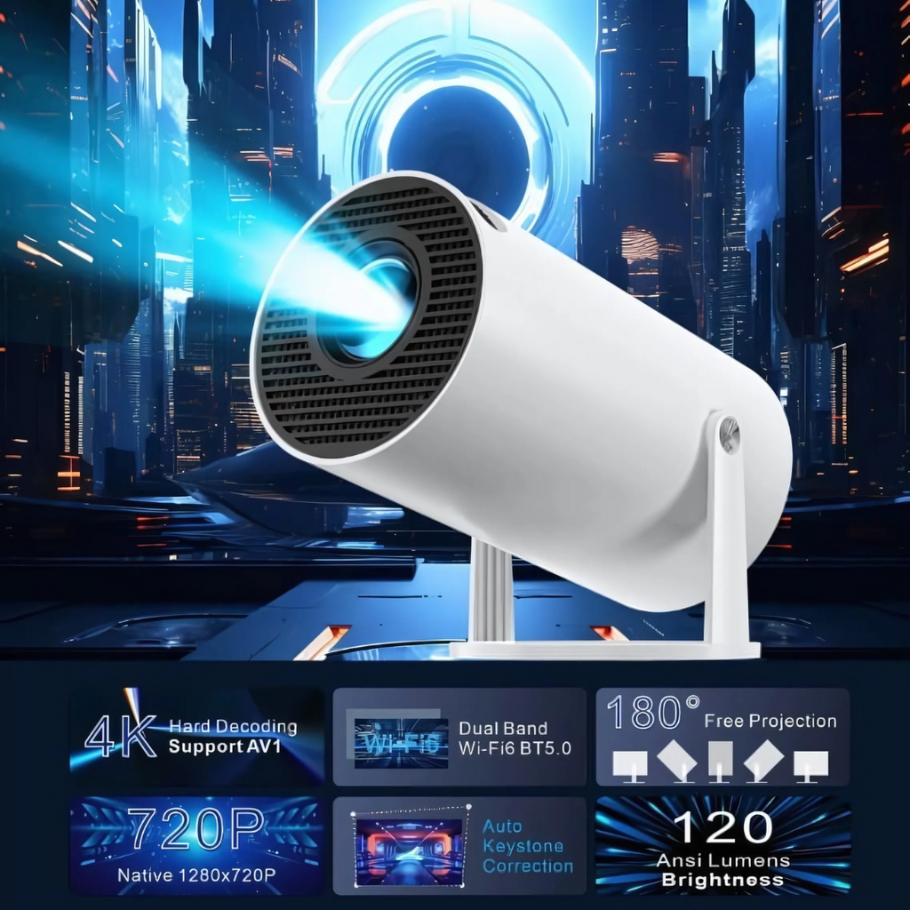 Mini Bluetooth WiFi projector with 4K support