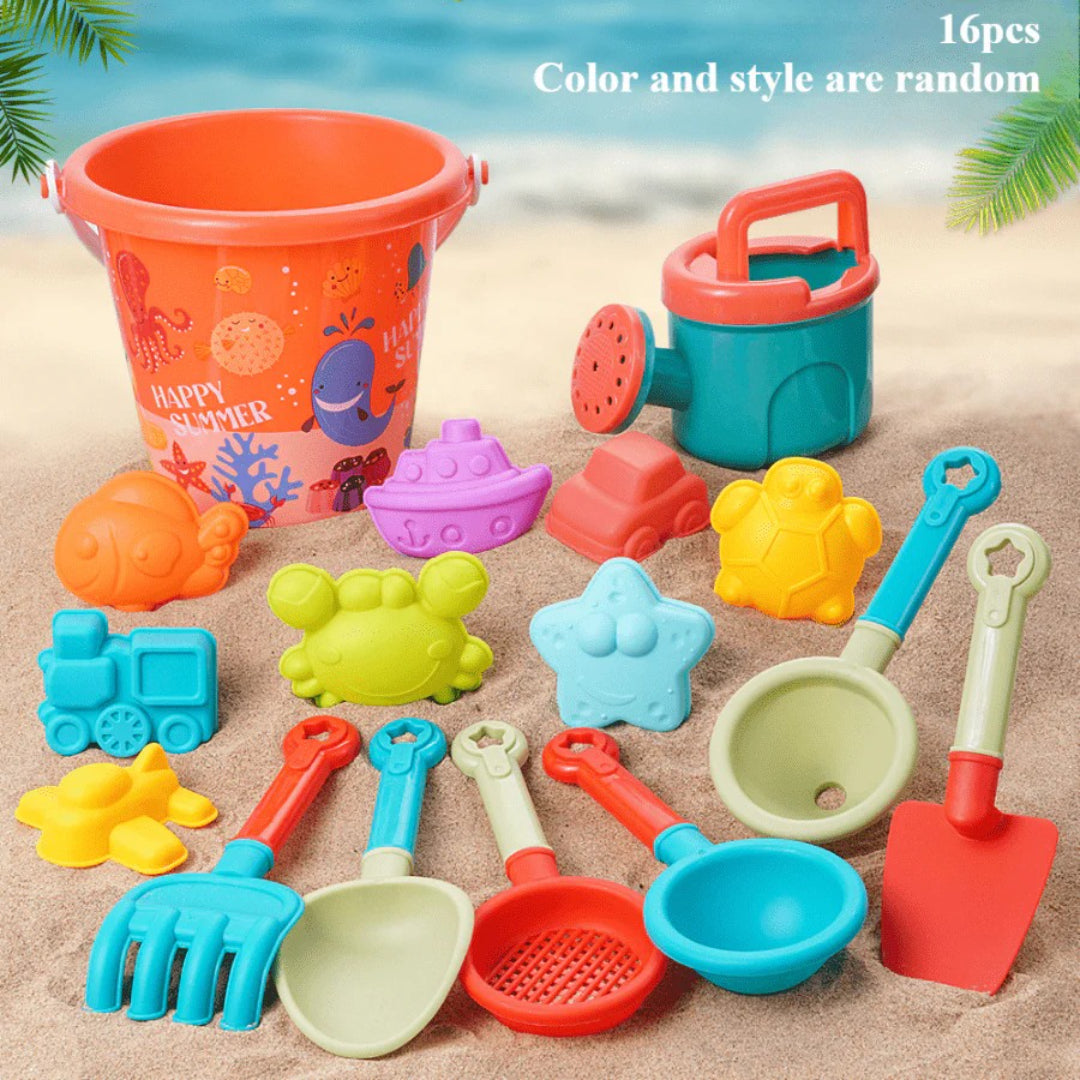 Beach toy set for sand and water with bucket and shovel