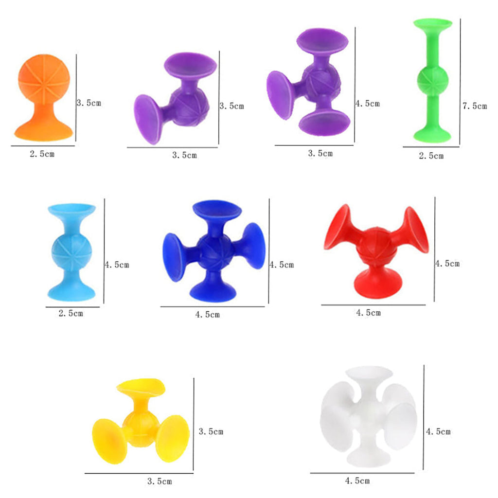 Suction cup toy for children with colorful fasteners