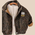 Brown cotton jacket with panther print