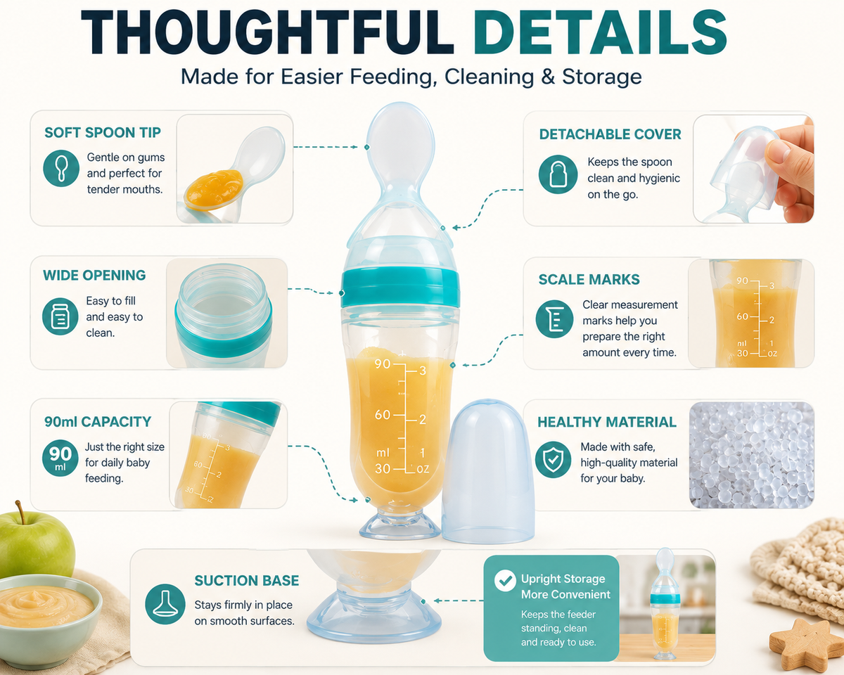 Squeeze and feed baby food feeder
