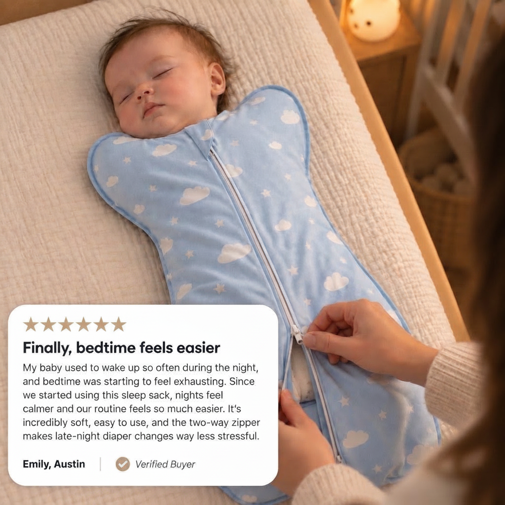 Arms-Up Cotton Baby Sleep Sack - photo 3