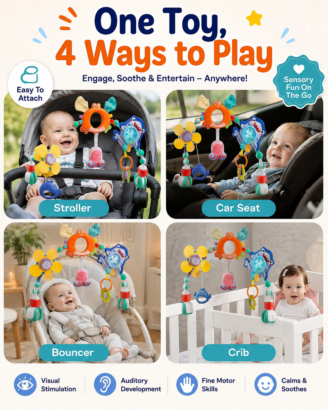 Hanging Sensory Arch Pram Toy