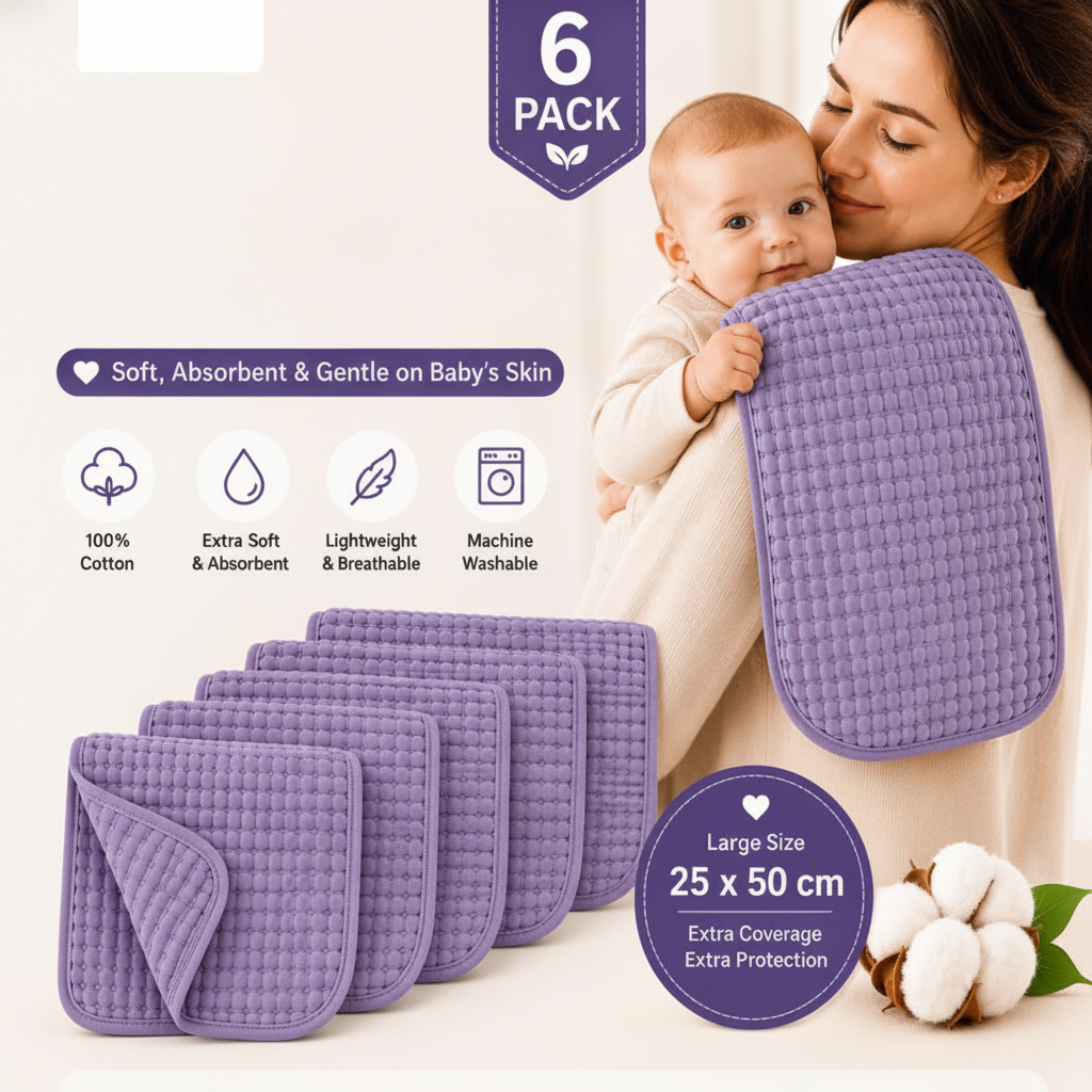 Soft cotton muslin burp cloth
