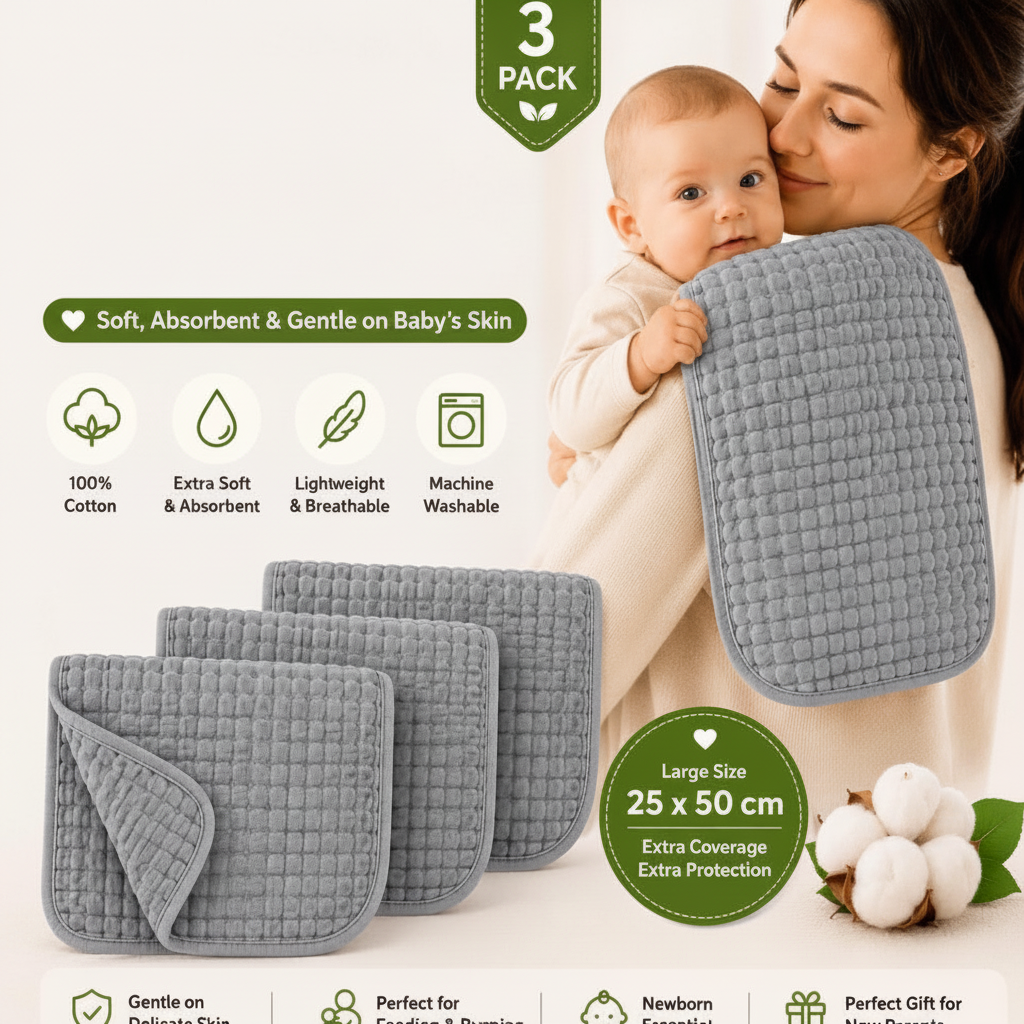 Soft cotton muslin burp cloth