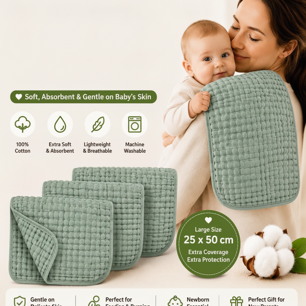 Soft cotton muslin burp cloth