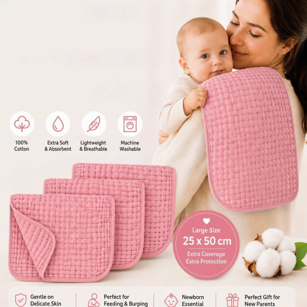 Soft cotton muslin burp cloth