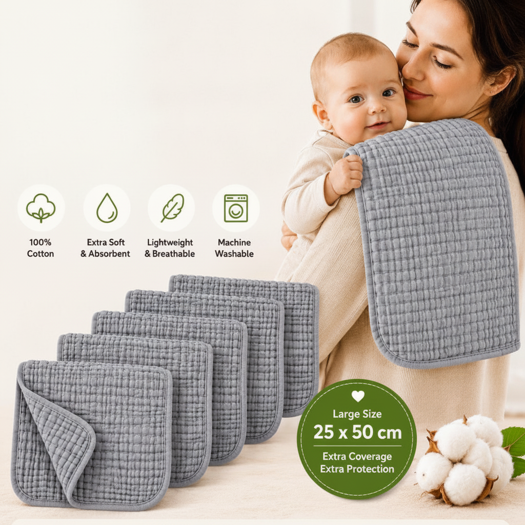 Soft cotton muslin burp cloth