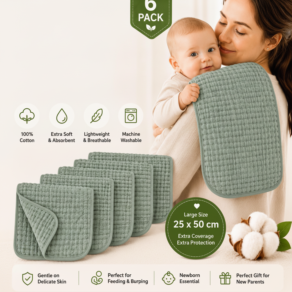 Soft cotton muslin burp cloth