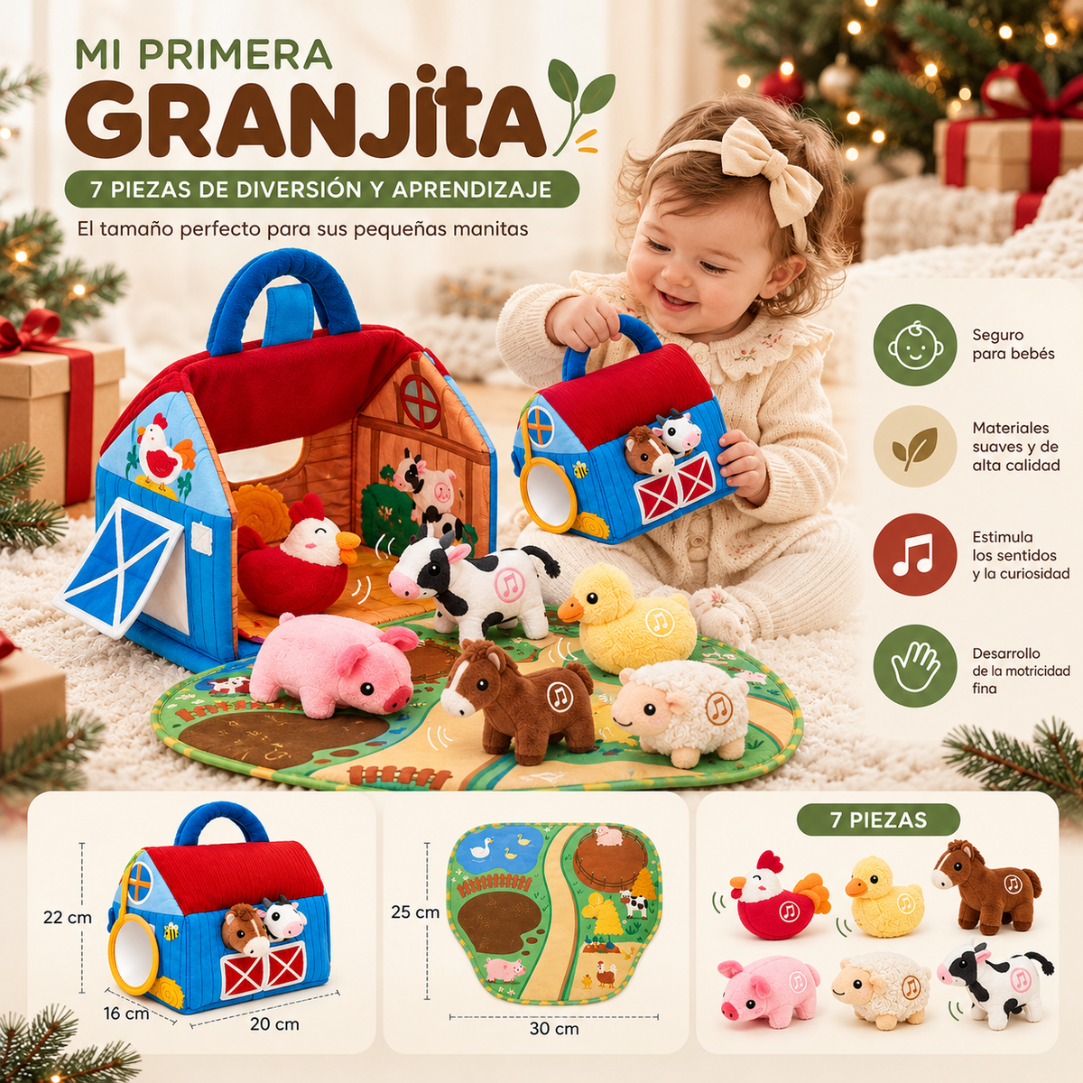 Fold-Out Plush Farm Playset with Sound Animals