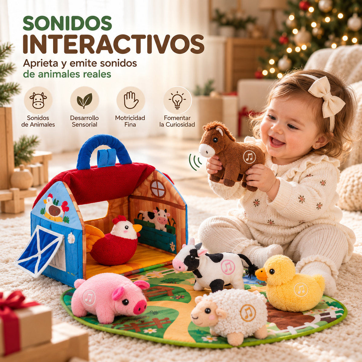 Fold-Out Plush Farm Playset with Sound Animals