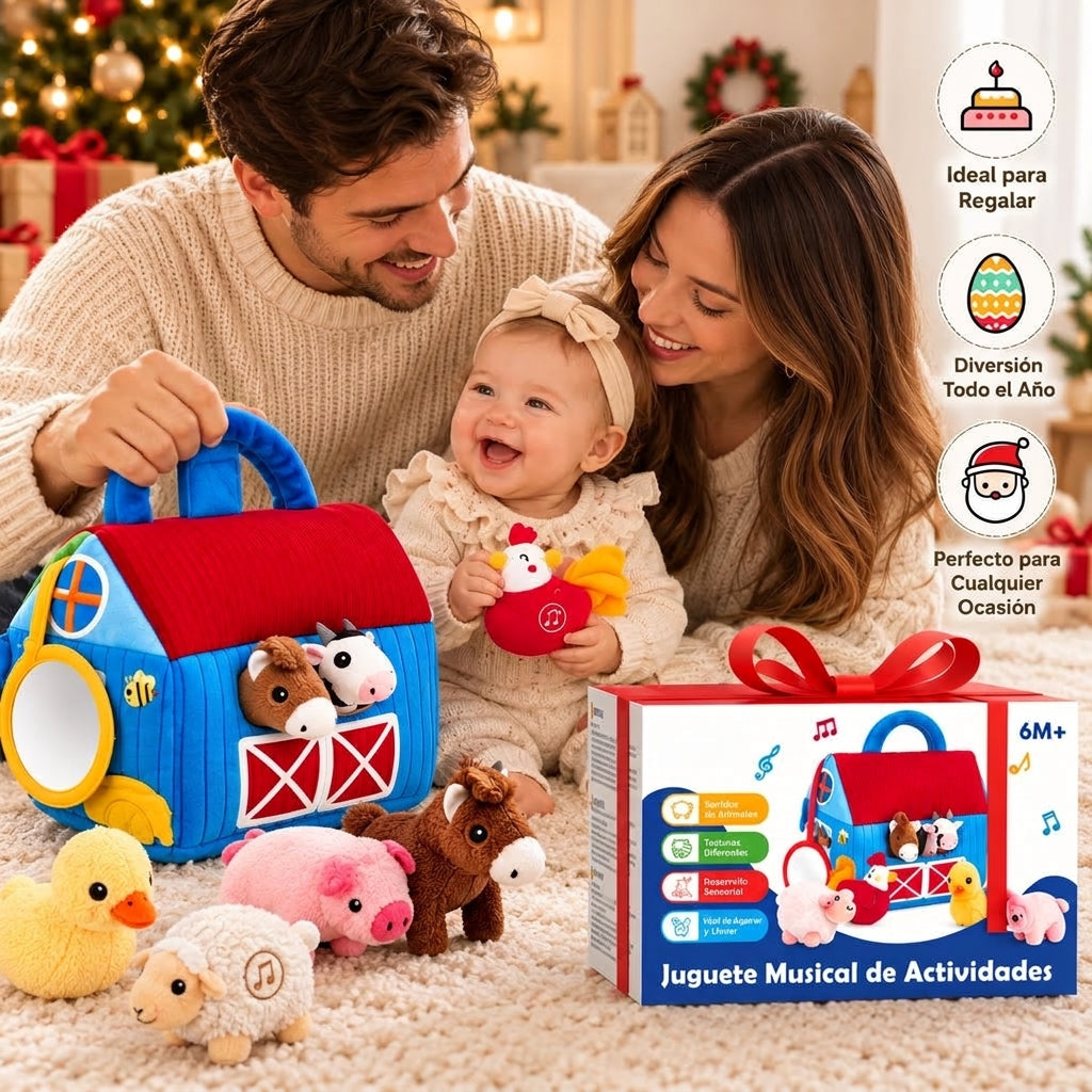 Fold-Out Plush Farm Playset with Sound Animals
