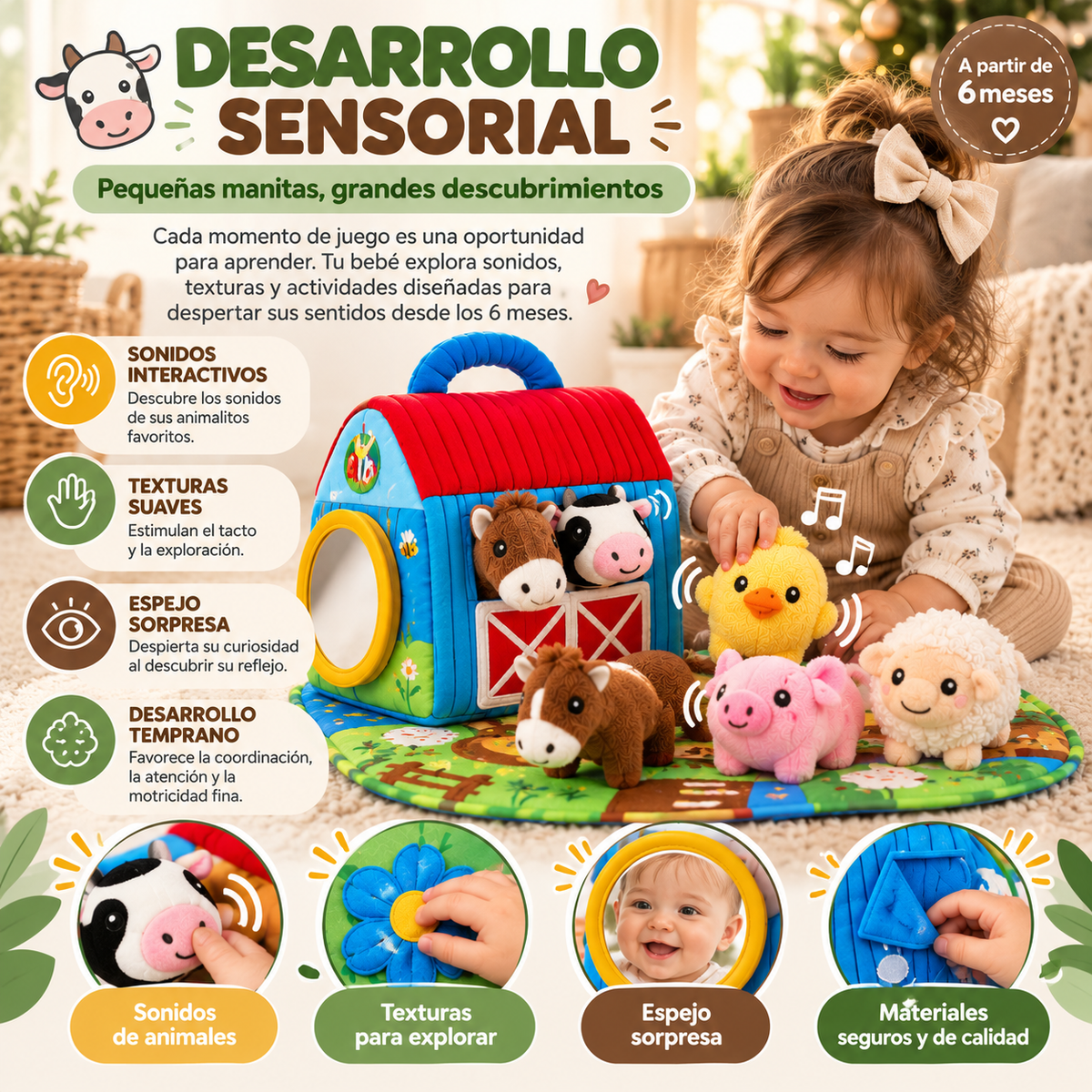 Fold-Out Plush Farm Playset with Sound Animals