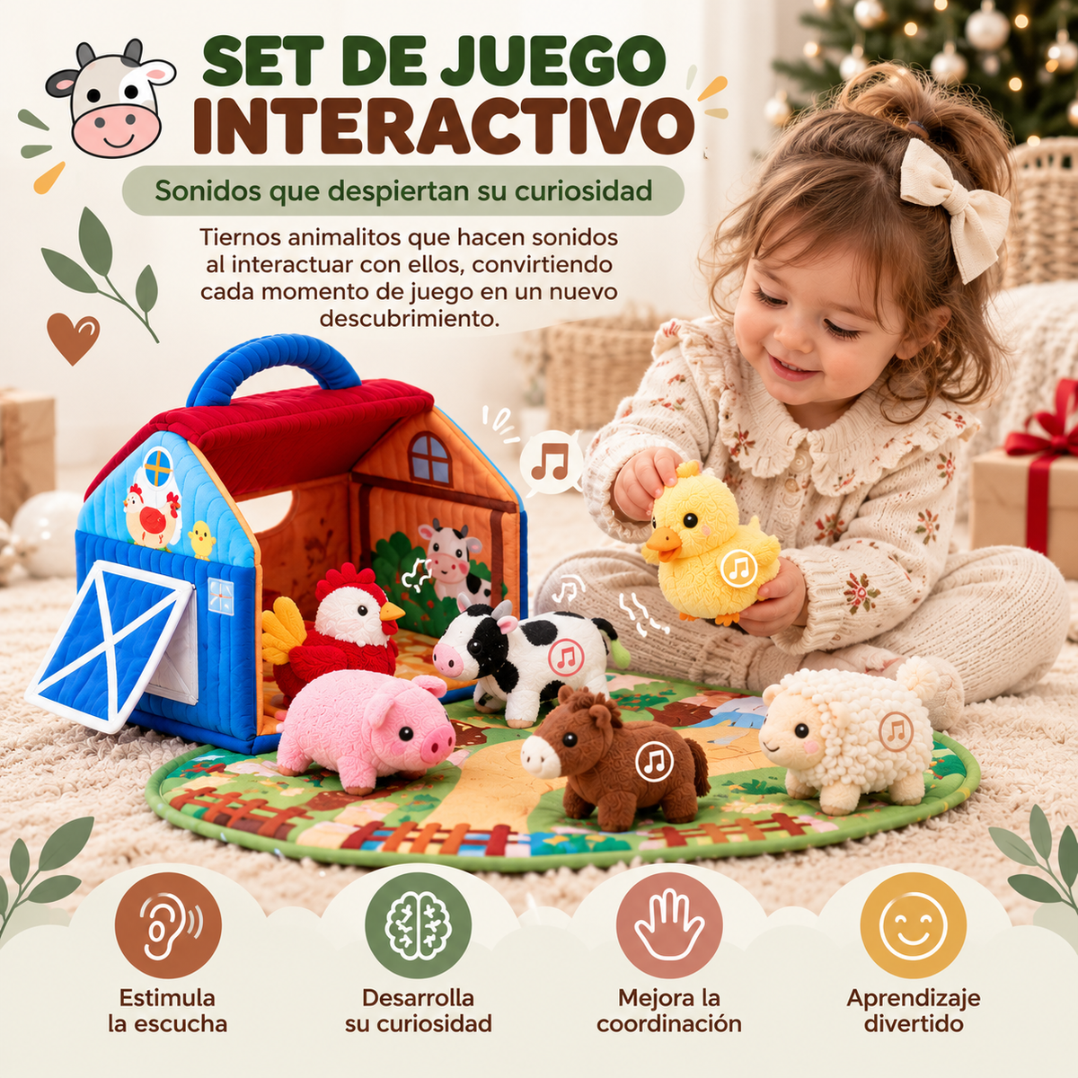 Fold-Out Plush Farm Playset with Sound Animals