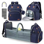 Foldable changing backpack with travel cot