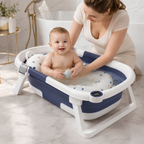 Foldable baby bath with digital thermometer