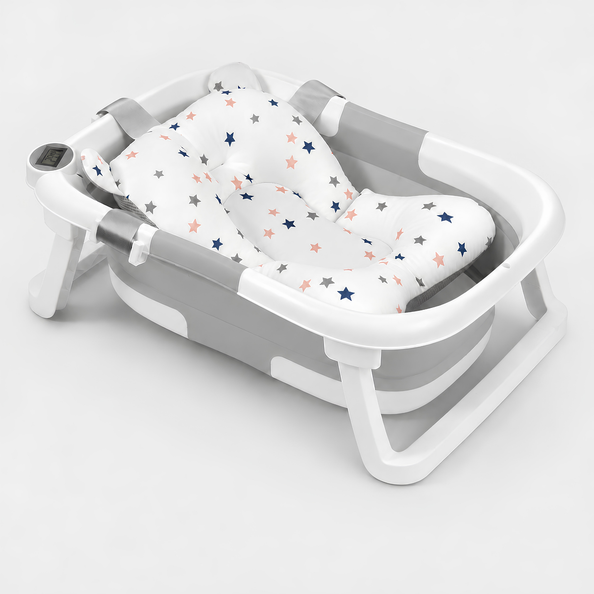 Foldable baby bath with digital thermometer